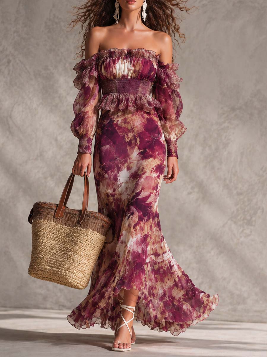 Rosa | Off-Shoulder Chiffon Maxi