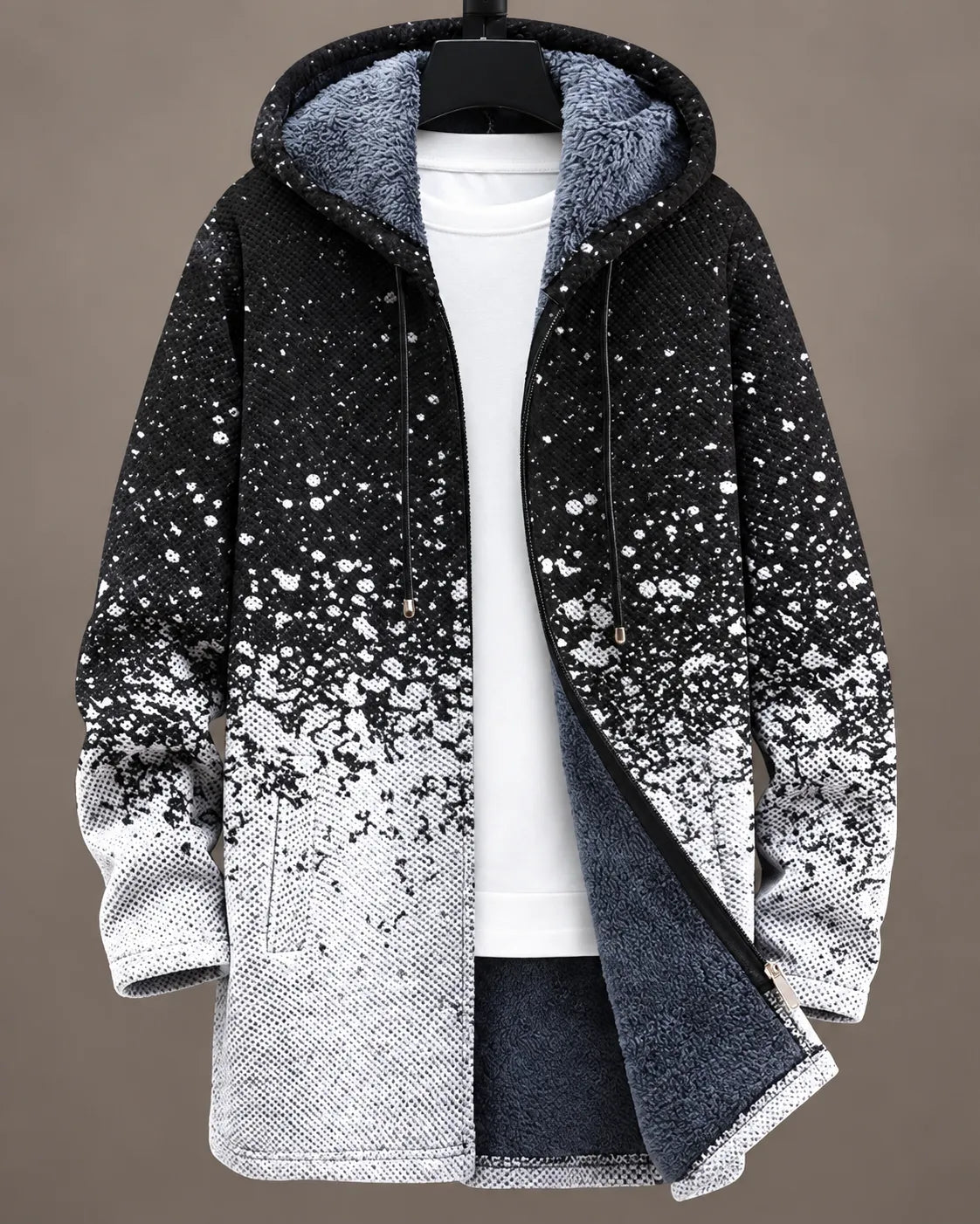 Celeste Monochrome Speckled Hooded Jacket