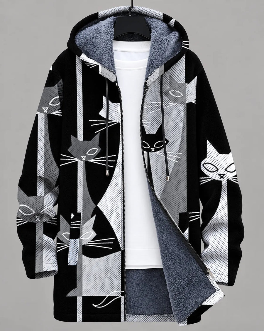 Celeste Modern Cats Hooded Jacket