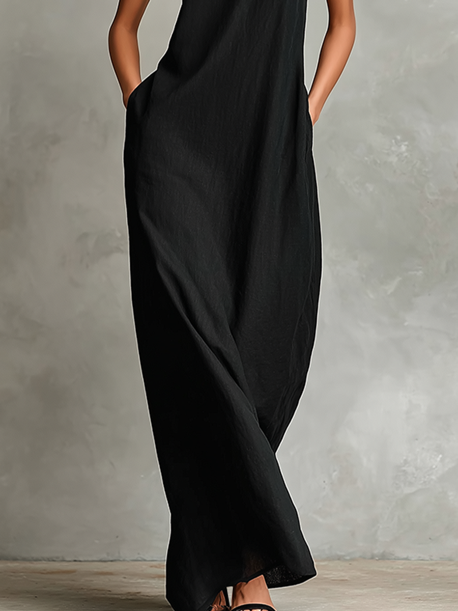 Chrissy | High-Neck Pocket Maxi Dress
