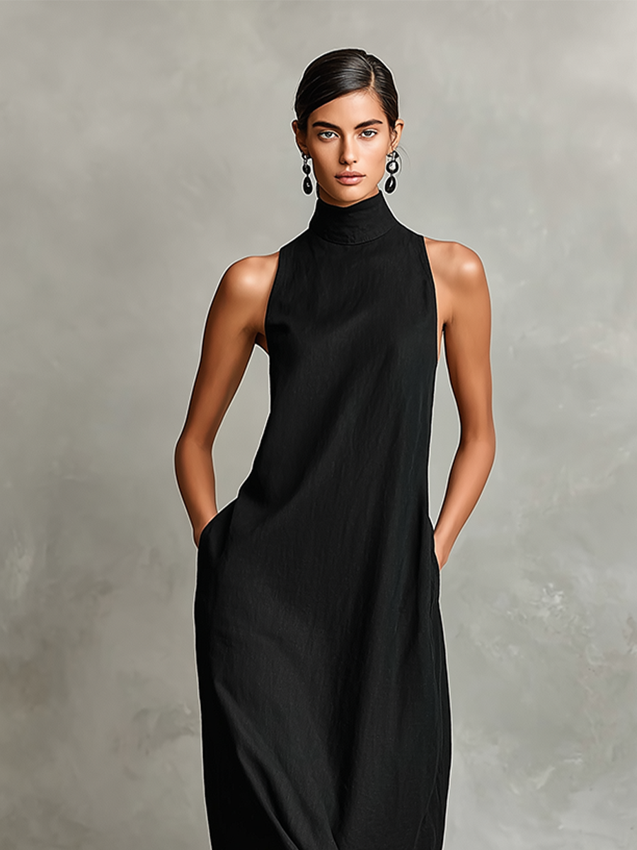 Chrissy | High-Neck Pocket Maxi Dress