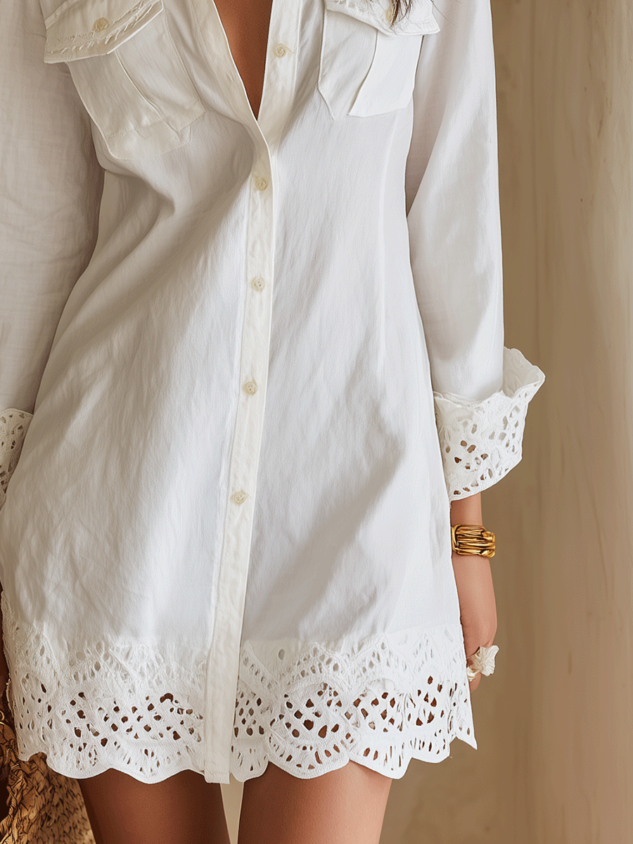 Marina | Eyelet Hem Resort Shirt Dress