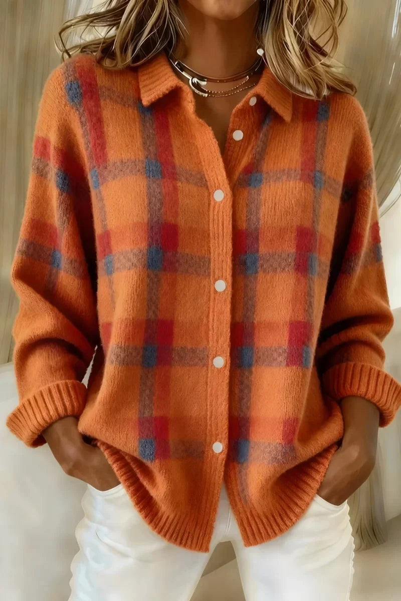 Nadia | Plaid Button-Up Cardigan