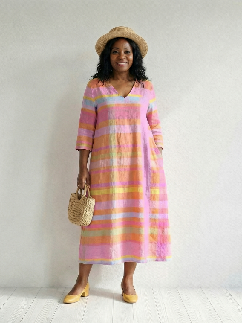 Tessa | Easy Drape Stripe Midi Dress