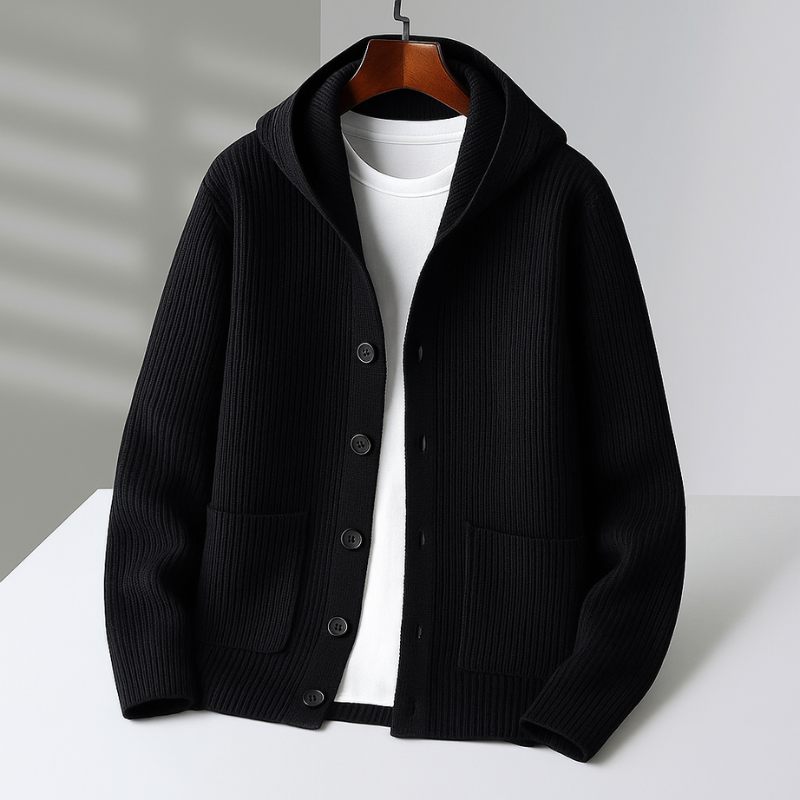 Carlo - Wool Cardigan with Hood