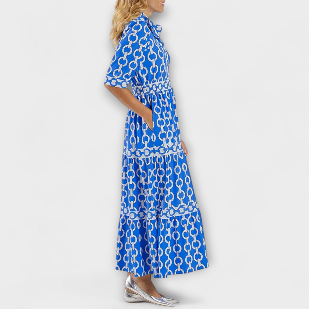 Maelis - Women's Printed Chain Pattern Long Dress