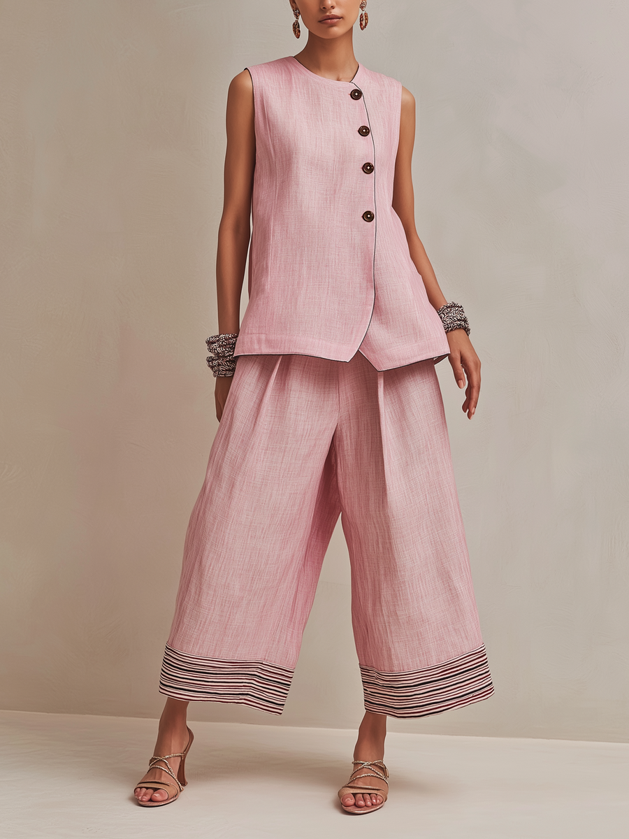 Elodie | Linen-Blend Vest & Culotte Set