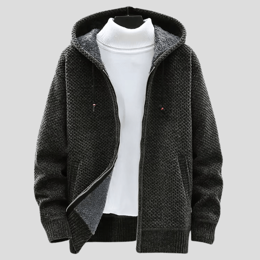 Wilson – Knitted Zip Hoodie with Fleece Lining