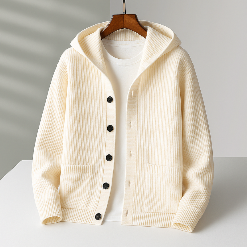 Carlo - Wool Cardigan with Hood