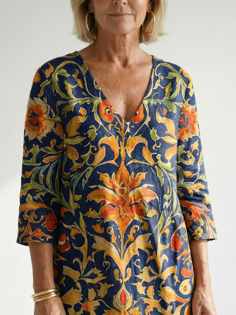 Elise | Clean Ornate Floral Midi Dress