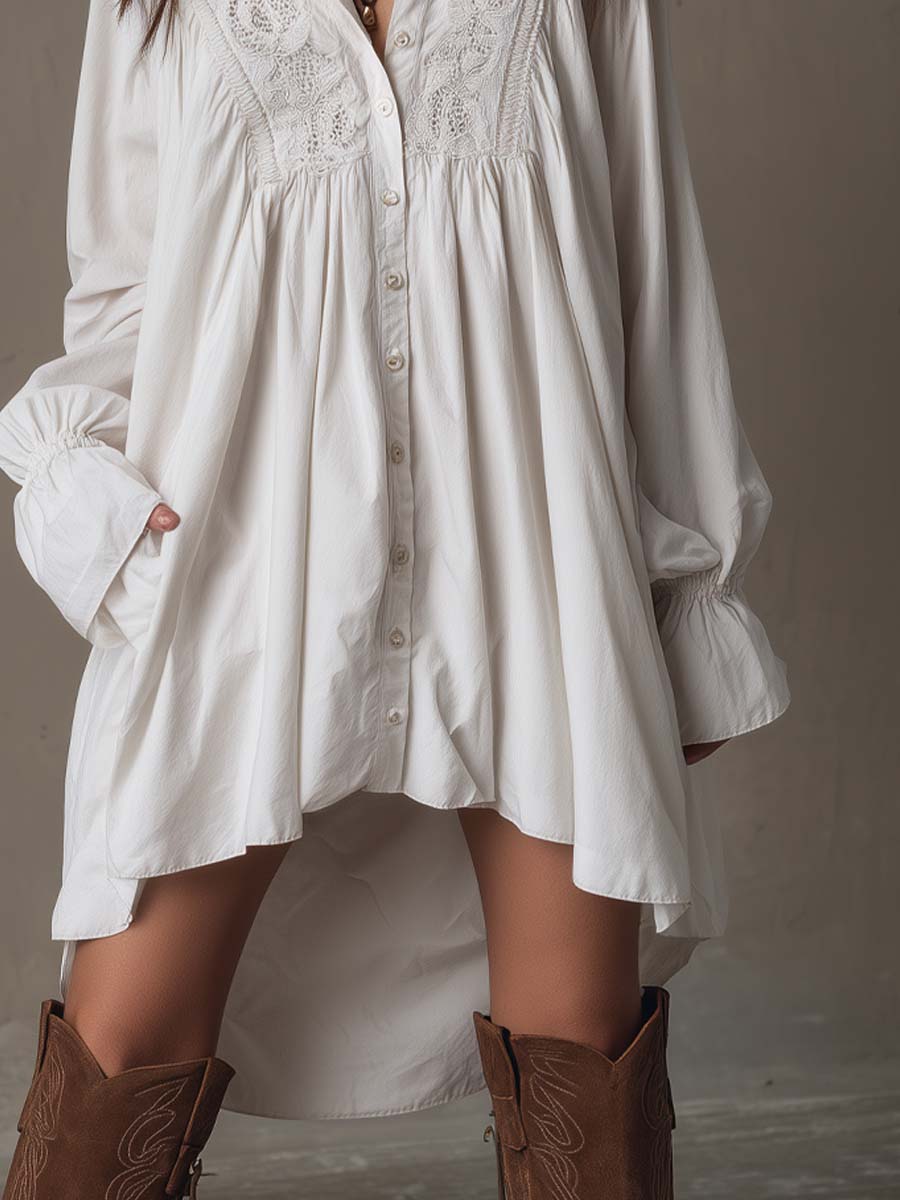 Lucia | Lace Detail Irregular-Hem Mini Dress