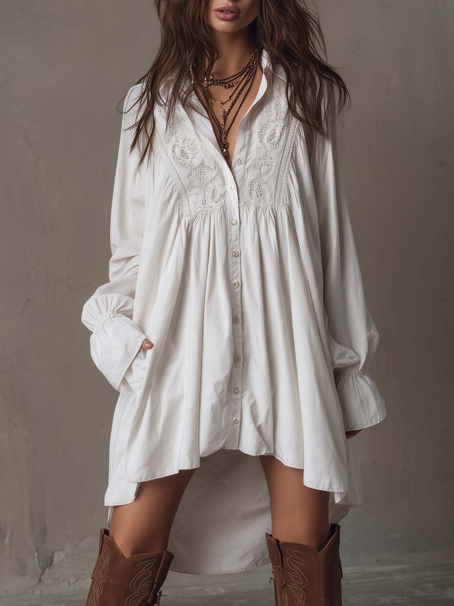 Lucia | Lace Detail Irregular-Hem Mini Dress