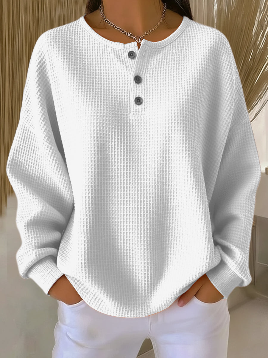 Mirabel | Warm Waffle Henley Sweatshirt