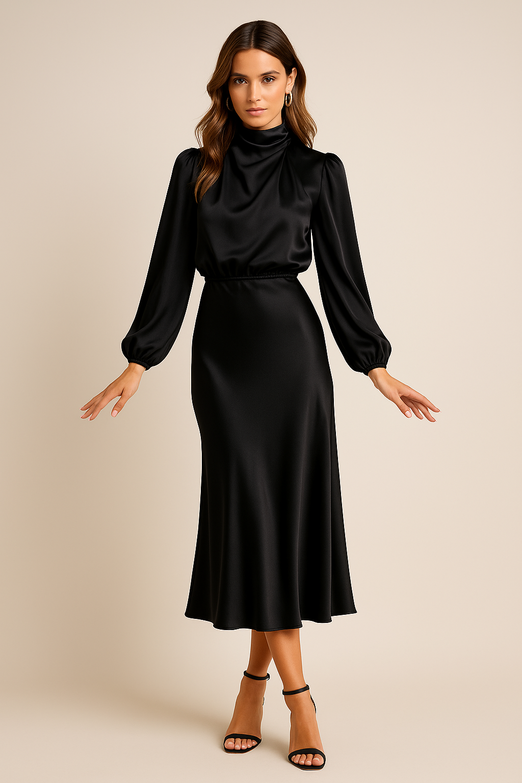 High Waist Midi Dress