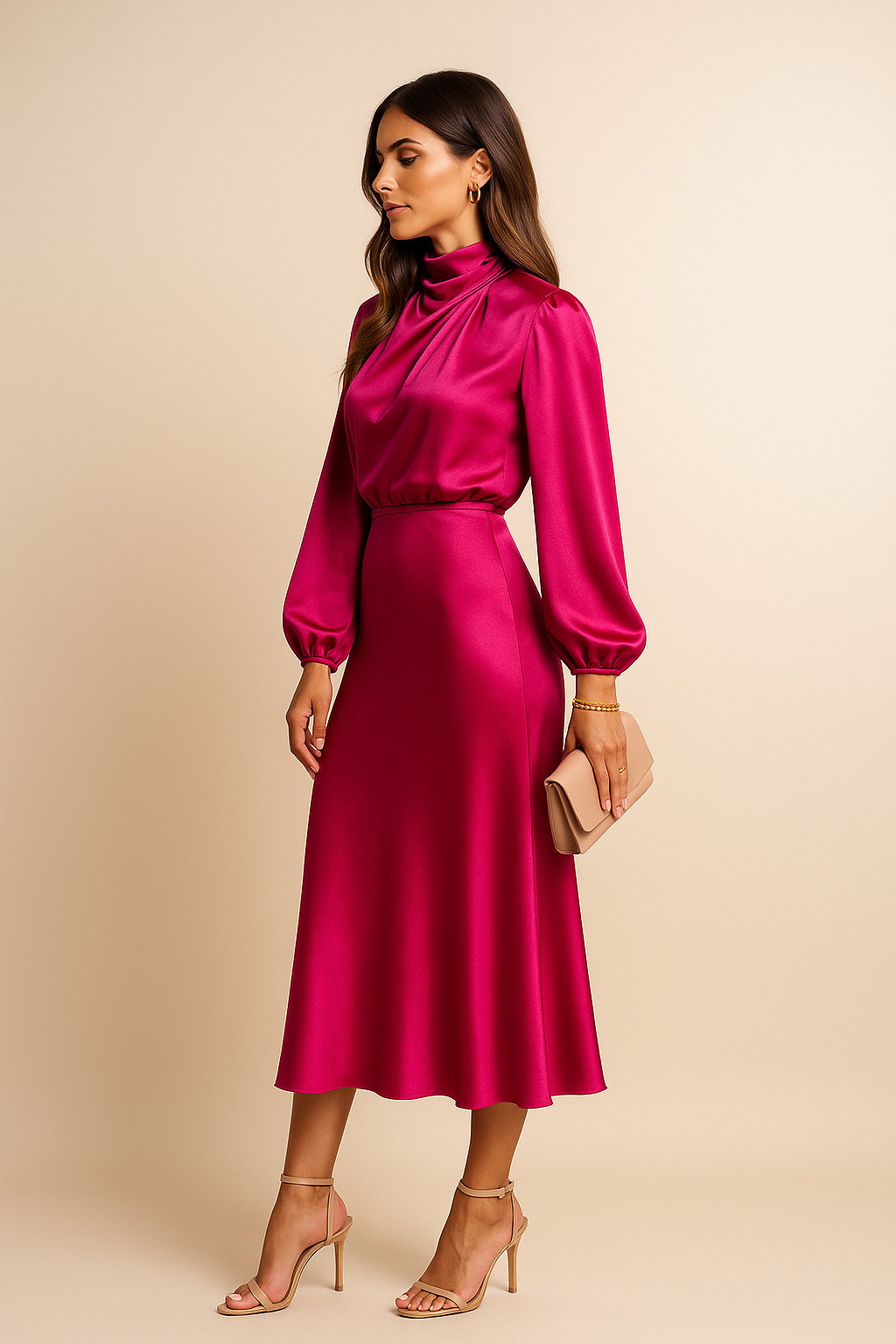 High Waist Midi Dress