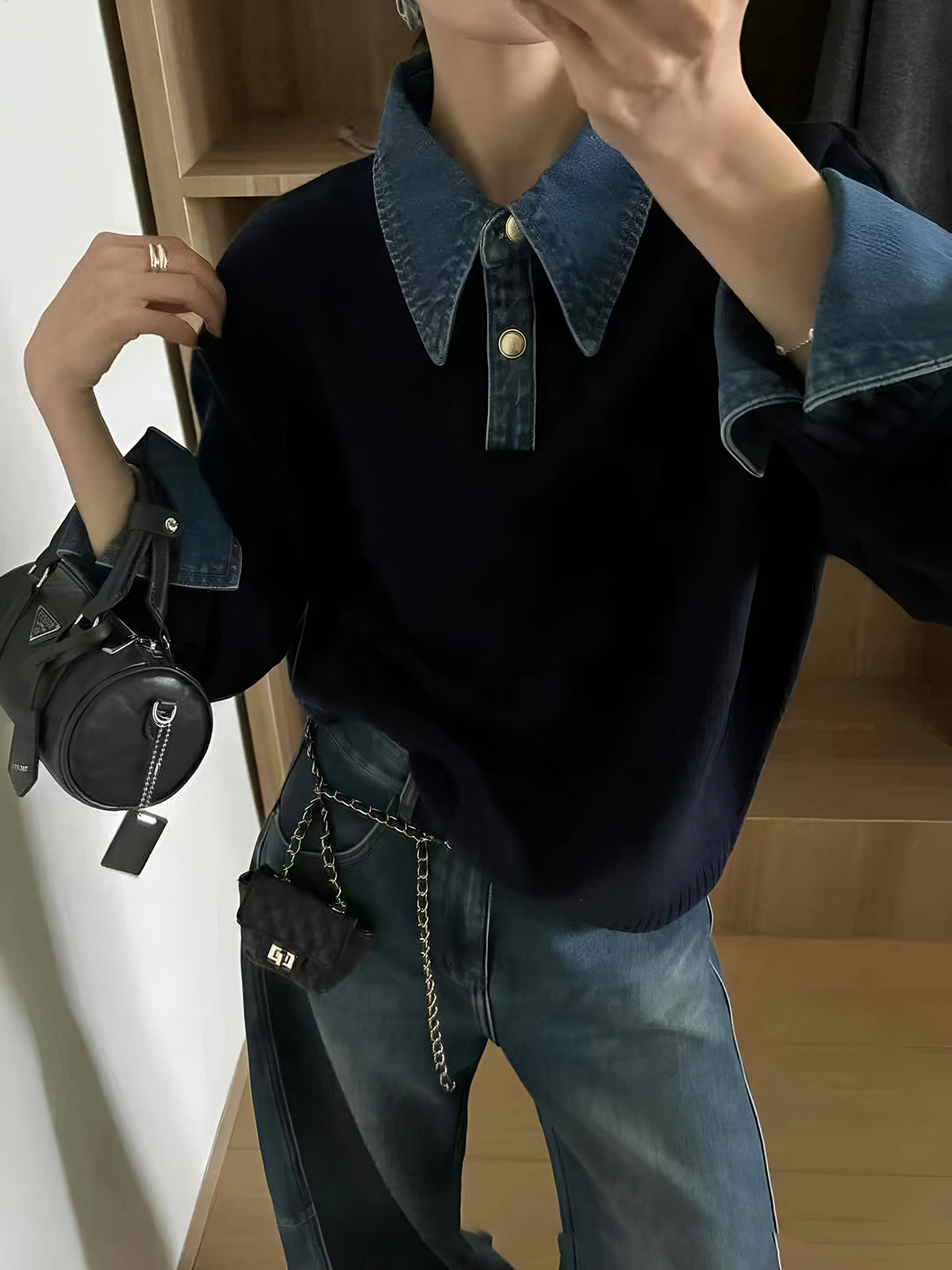Collared Sweater for Women – 2 in 1 Layered Look Knit Pullover, Relaxed Fit Fall Sweater