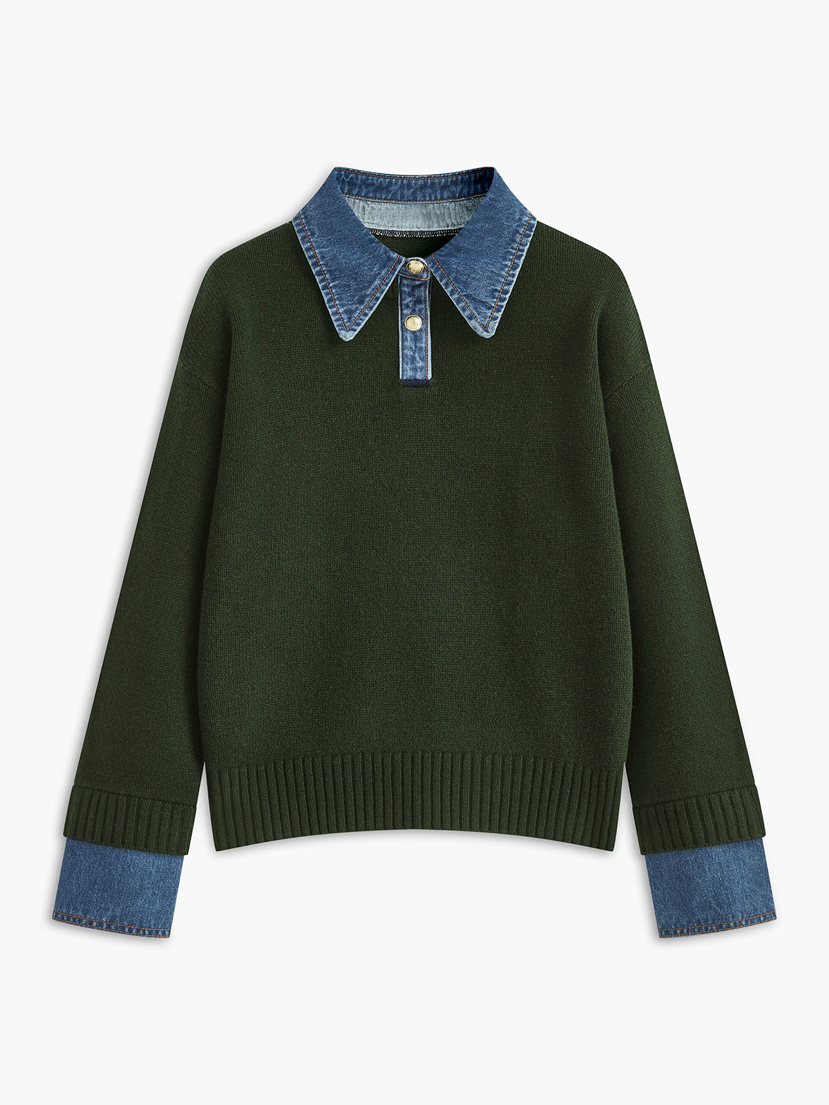 Collared Sweater for Women – 2 in 1 Layered Look Knit Pullover, Relaxed Fit Fall Sweater