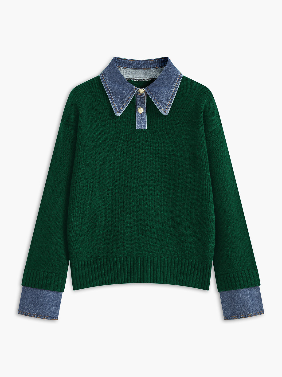 Collared Sweater for Women – 2 in 1 Layered Look Knit Pullover, Relaxed Fit Fall Sweater