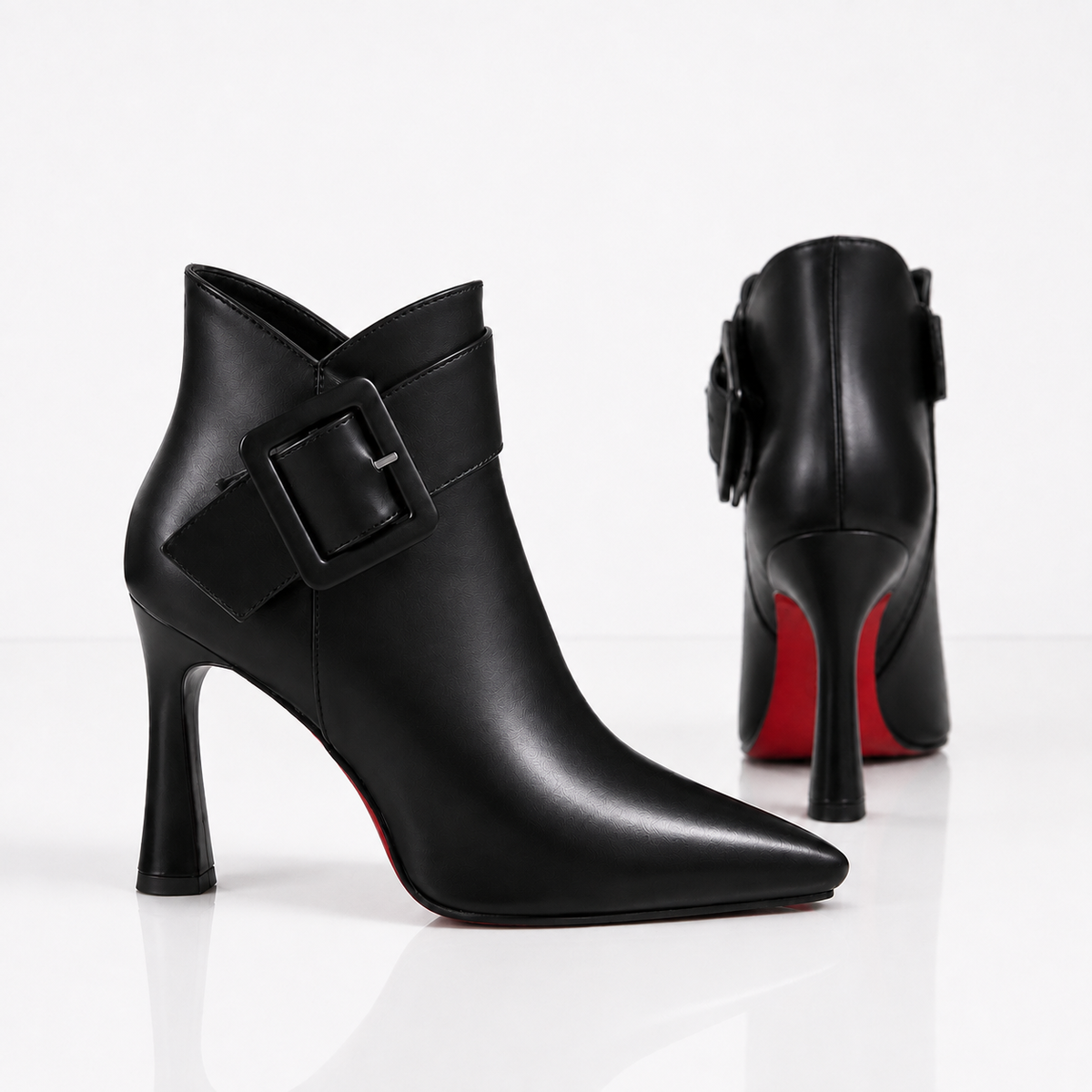 Raina - Leather Buckle Ankle Boots