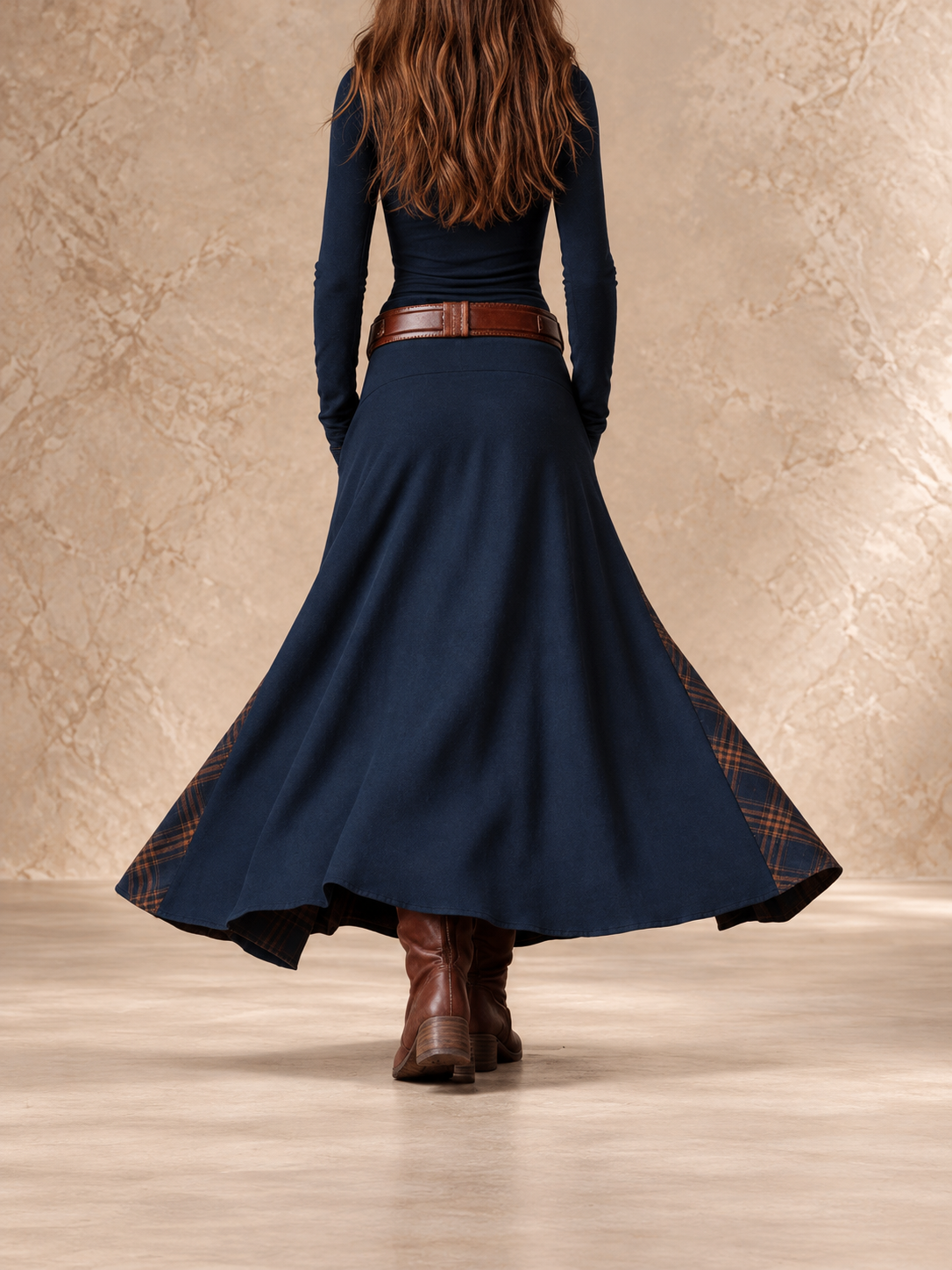 HELENA IVY | WINTER NIGHT SUEDE MAXI DRESS WITH BELT