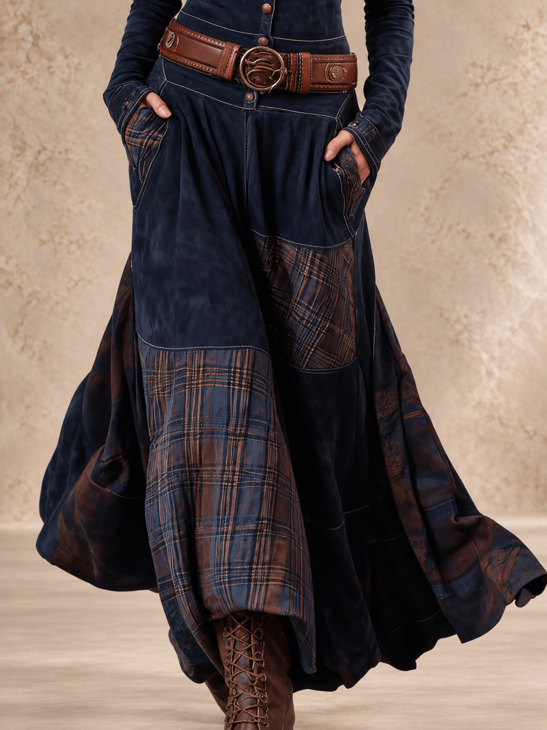 HELENA IVY | WINTER NIGHT SUEDE MAXI DRESS WITH BELT