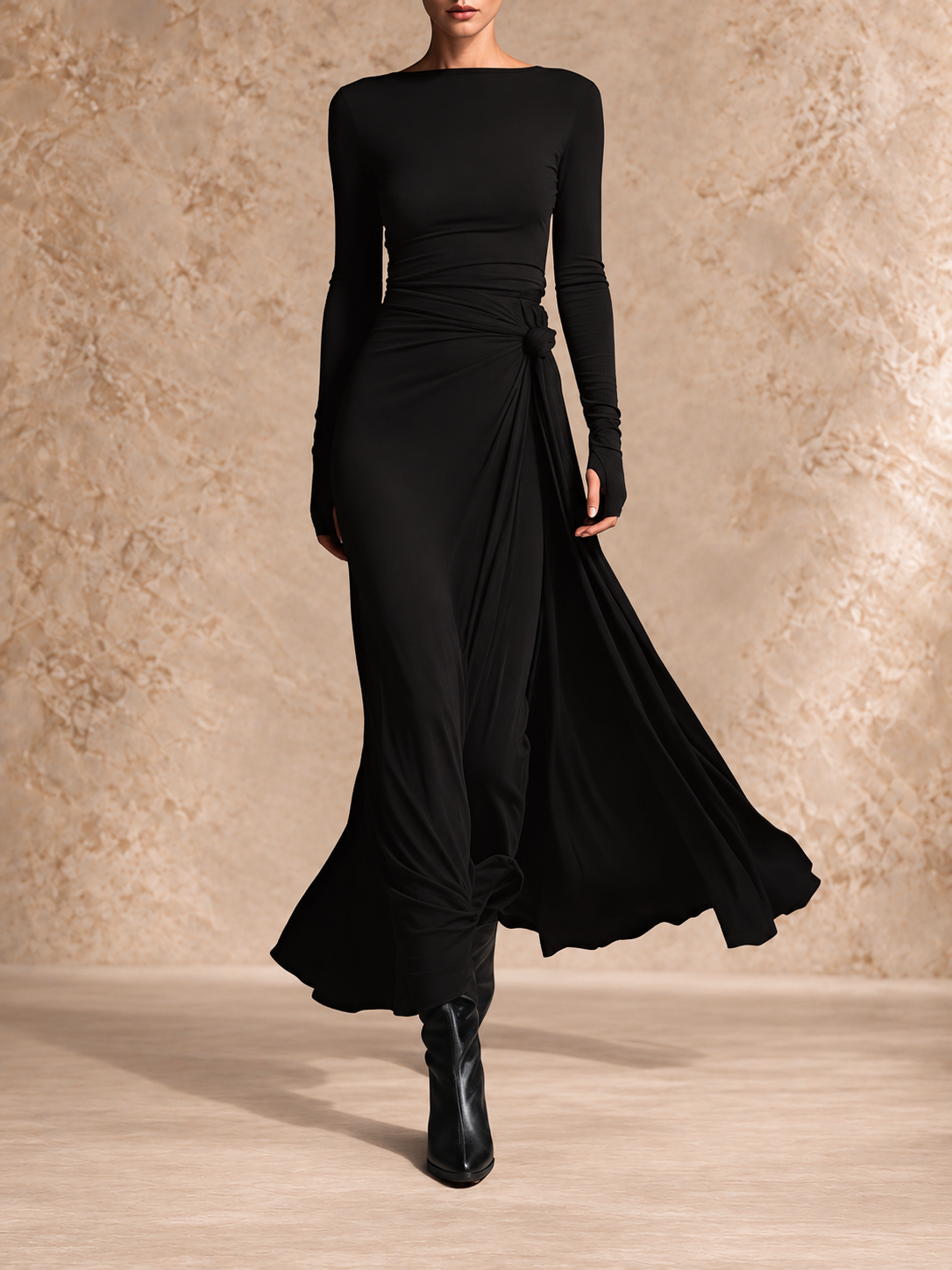 YASMINA | MAXI DRESS WITH SIDE TIE