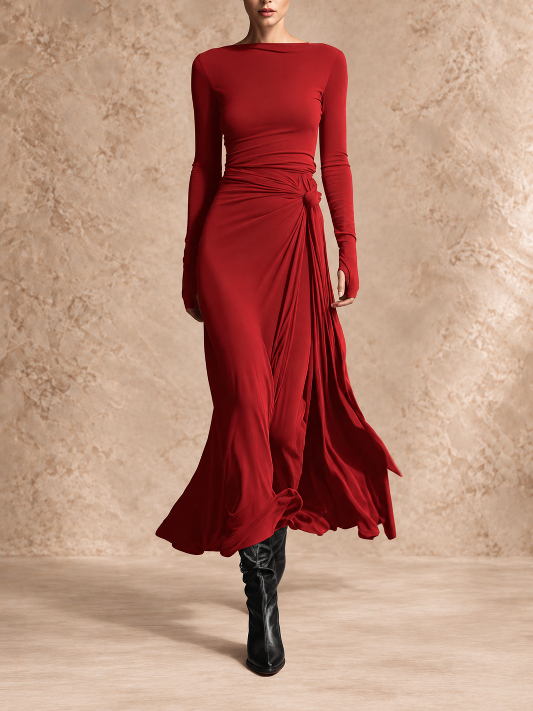 YASMINA | MAXI DRESS WITH SIDE TIE