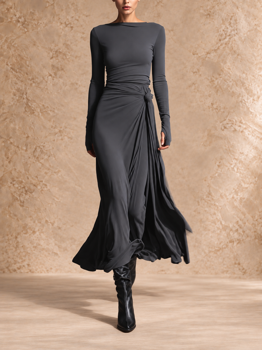 YASMINA | MAXI DRESS WITH SIDE TIE