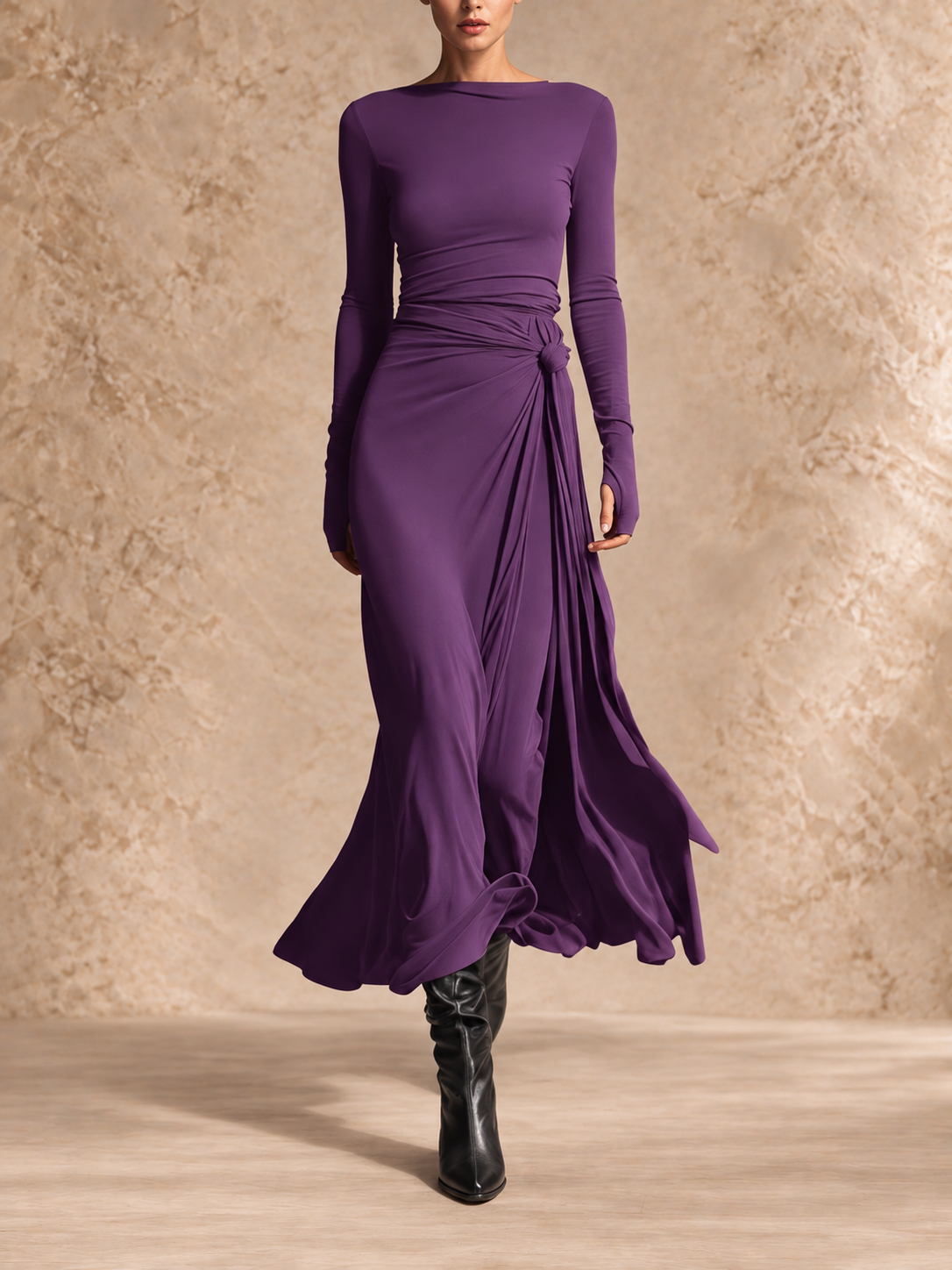 YASMINA | MAXI DRESS WITH SIDE TIE