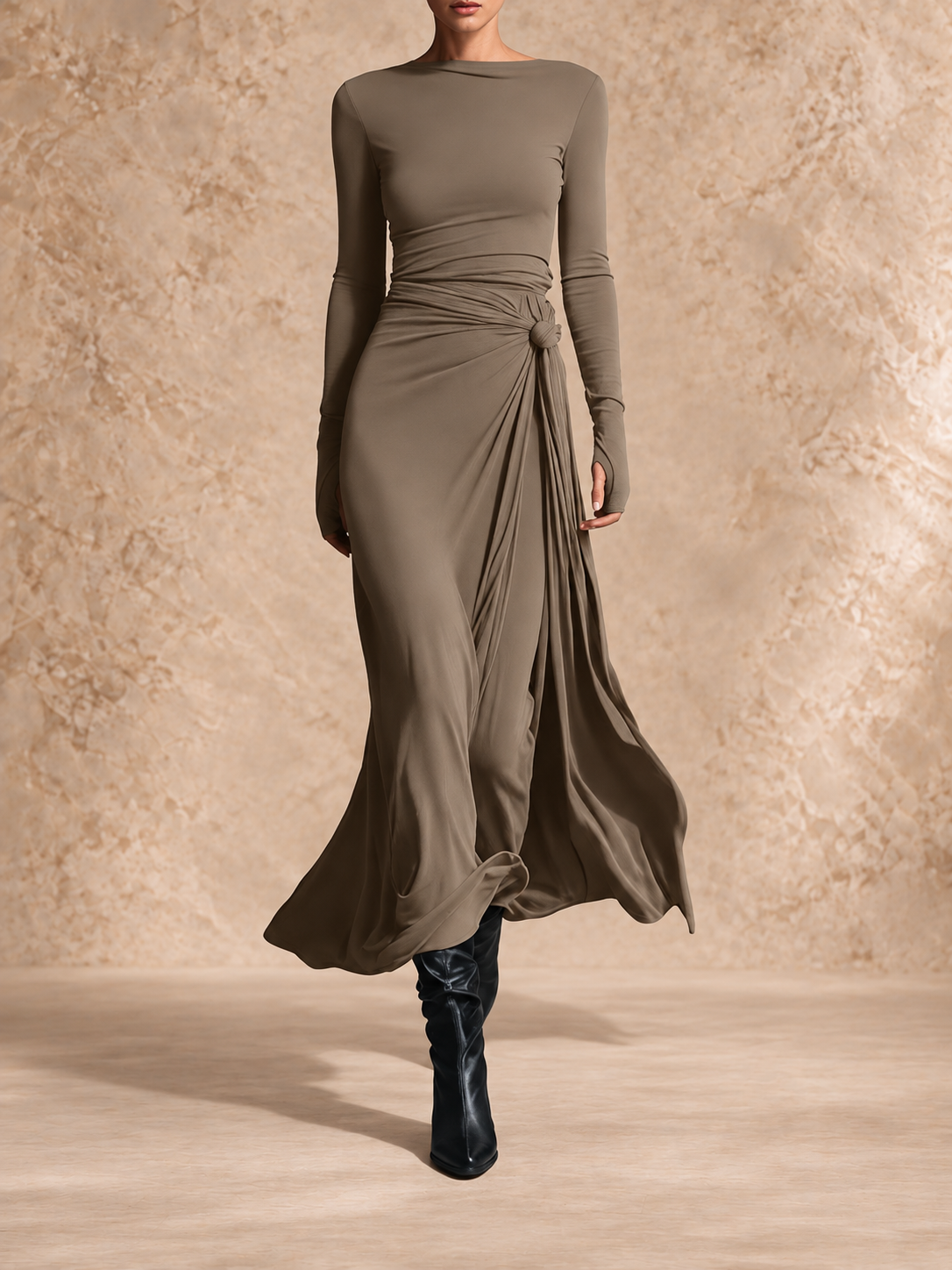 YASMINA | MAXI DRESS WITH SIDE TIE