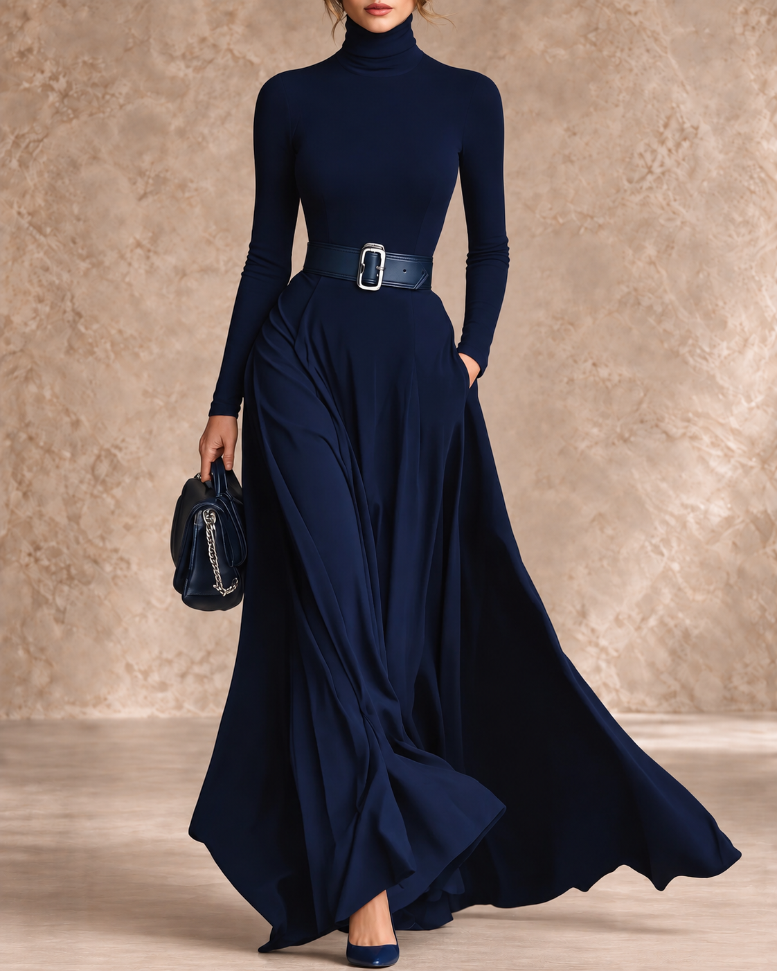 CORTLISS | HIGH-NECK MAXI DRESS