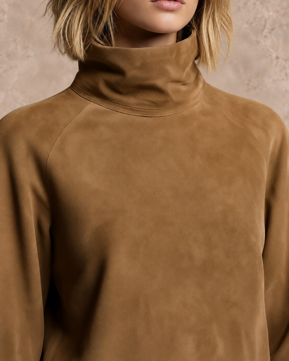 LILLY | SUEDE TURTLENECK MINI DRESS WITH VINTAGE CHARM