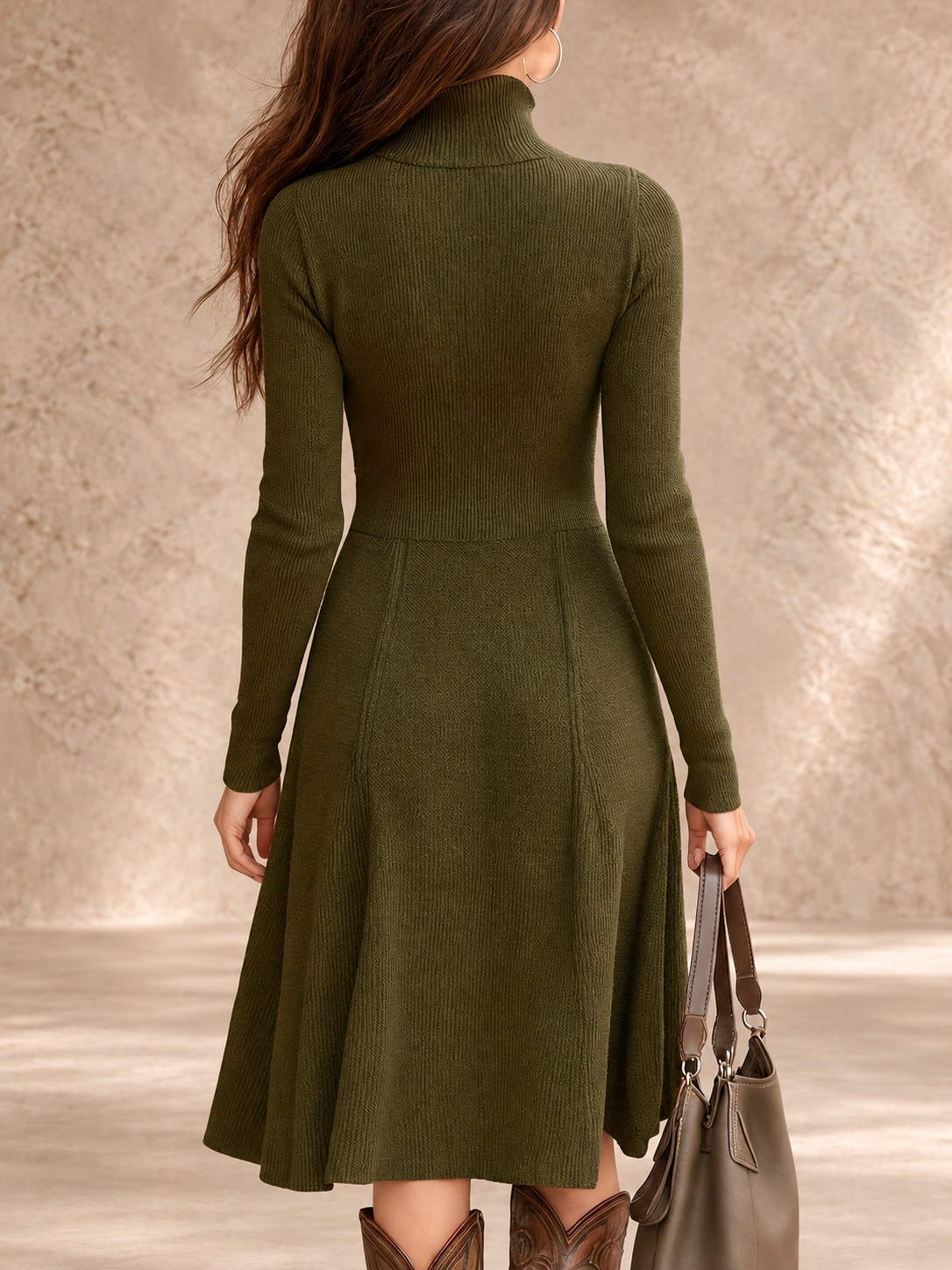 ZINNIA | ZIPPERED LONG SLEEVE DRESS WITH STRETCH FABRIC