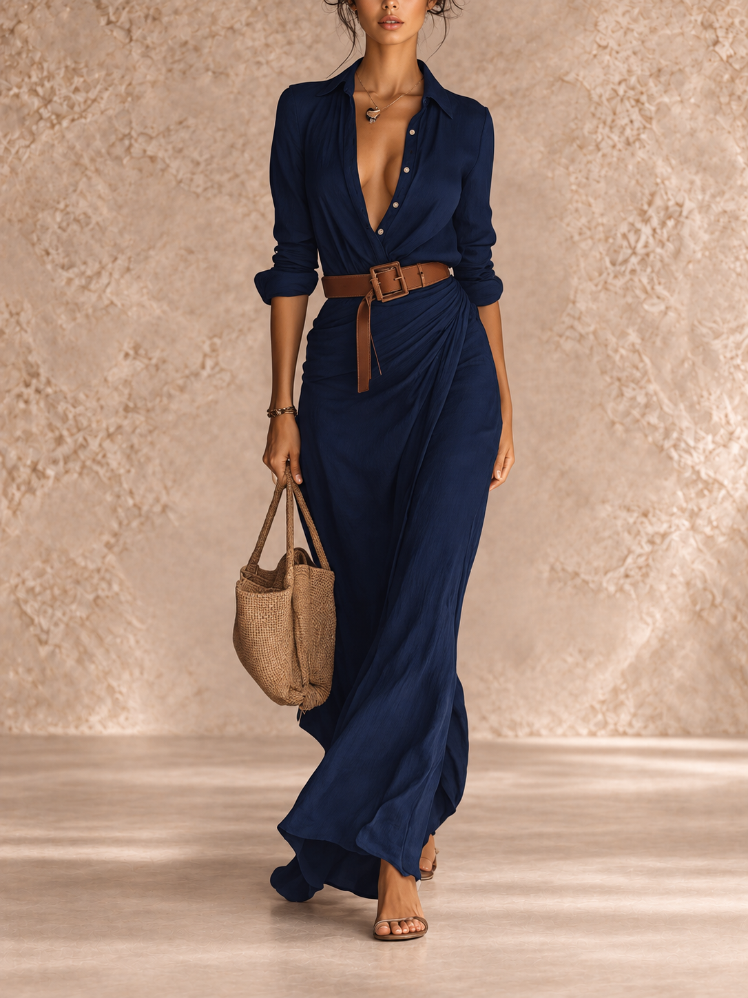 Una | Lapel-Wrap Maxi Dress
