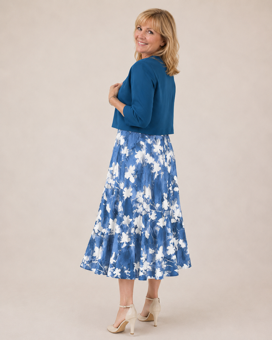 Lisa | Floral Print Midi Dress With Jacket