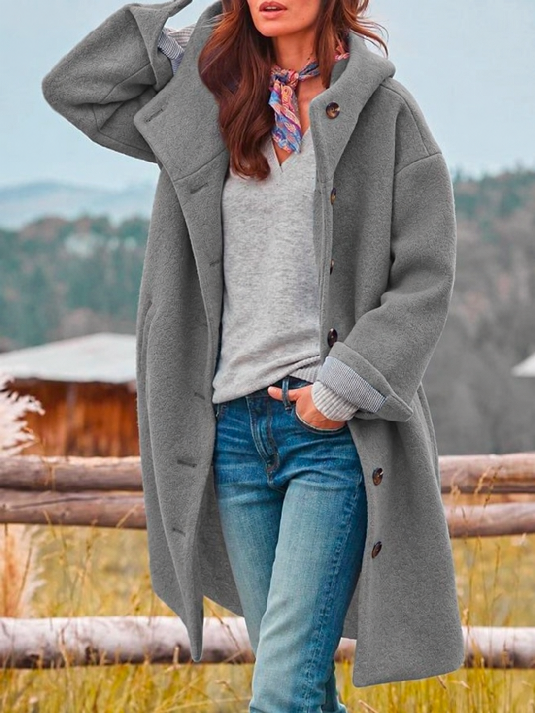 Camille | Women's Hooded Button-Front Coat