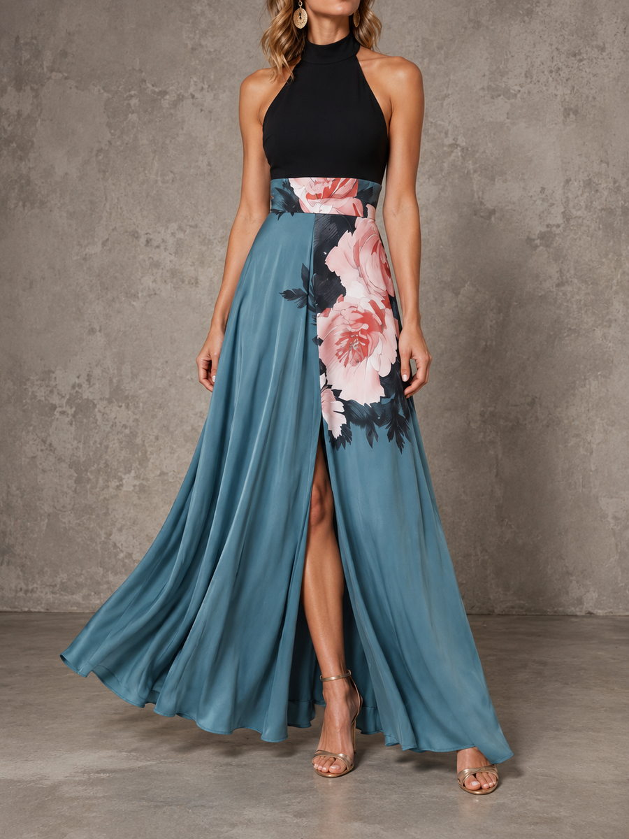 Olympas | Halter Floral Maxi Dress