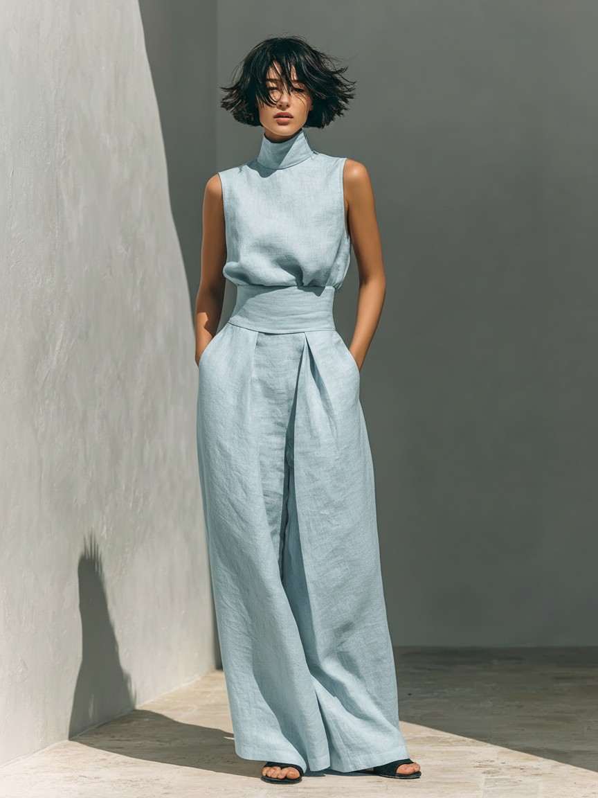 Maria™ | Complete set with tank top and wide cotton and linen pants