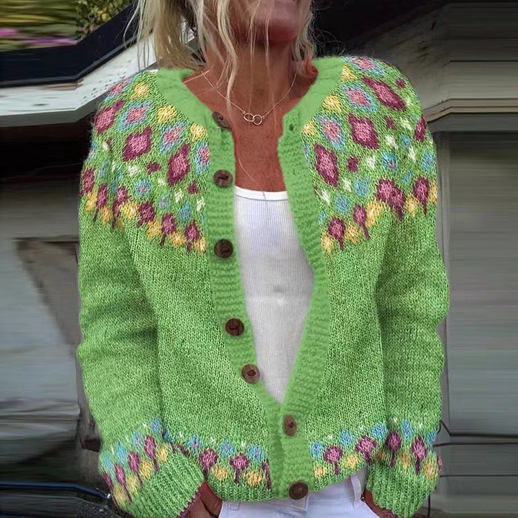 Junella | Two-Tone Knit Cardigan