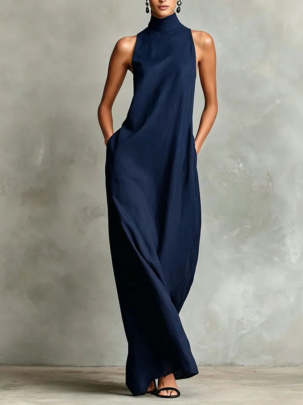 Chrissy | High-Neck Pocket Maxi Dress