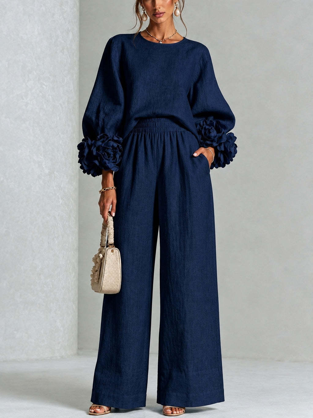 Marguerite | Rosette-Cuff Two-Piece Set