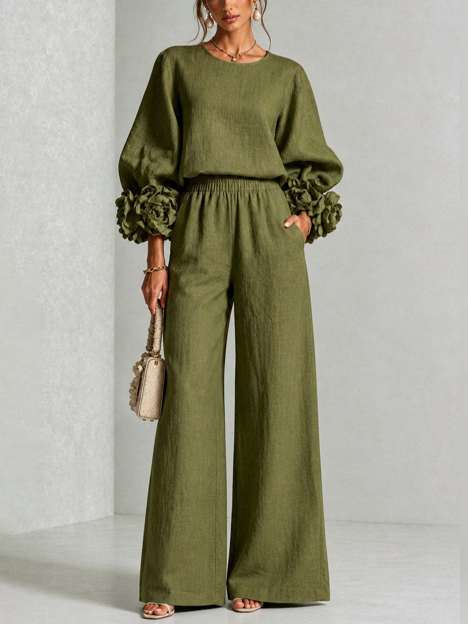 Genevieve | Rosette-Cuff Two-Piece Set