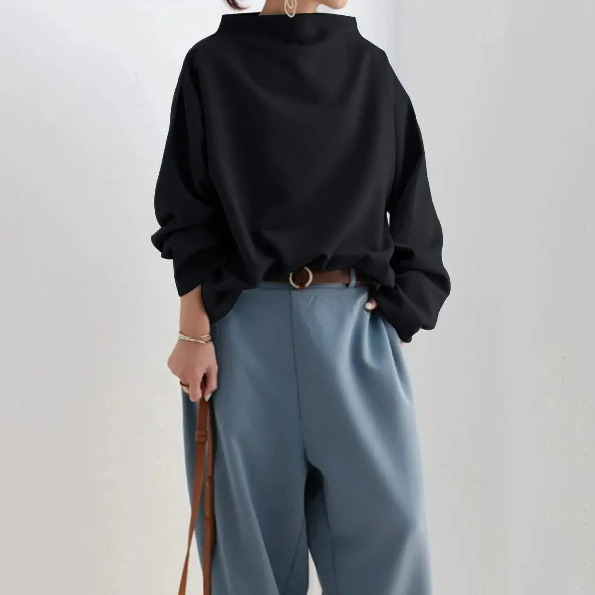 Adaline | Oversized Roll Neck Knit Top for Women