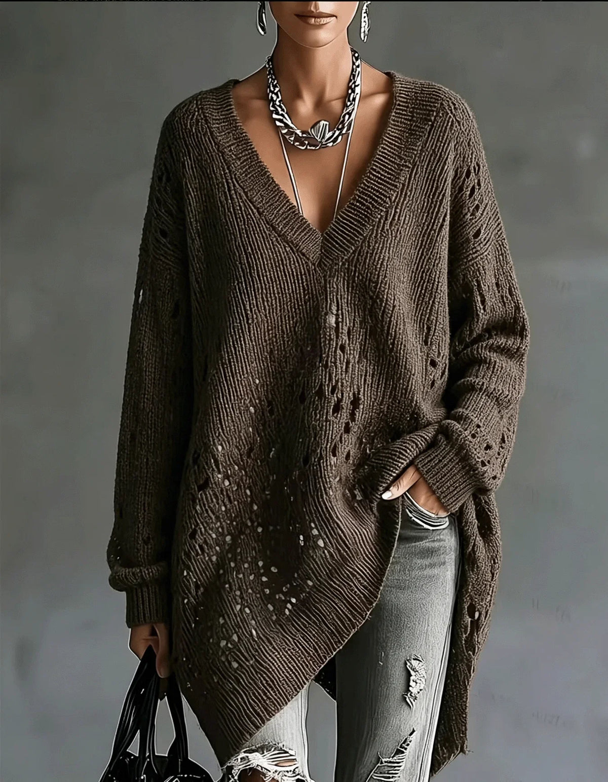 Enid | Open Knit Tunic Sweater