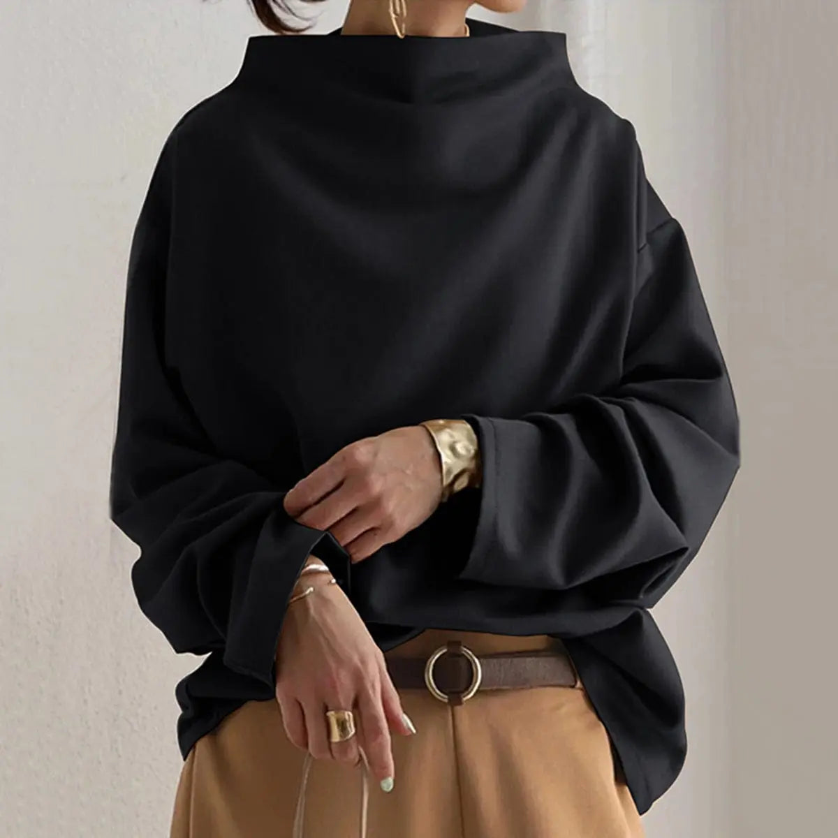 Adaline | Oversized Roll Neck Knit Top for Women