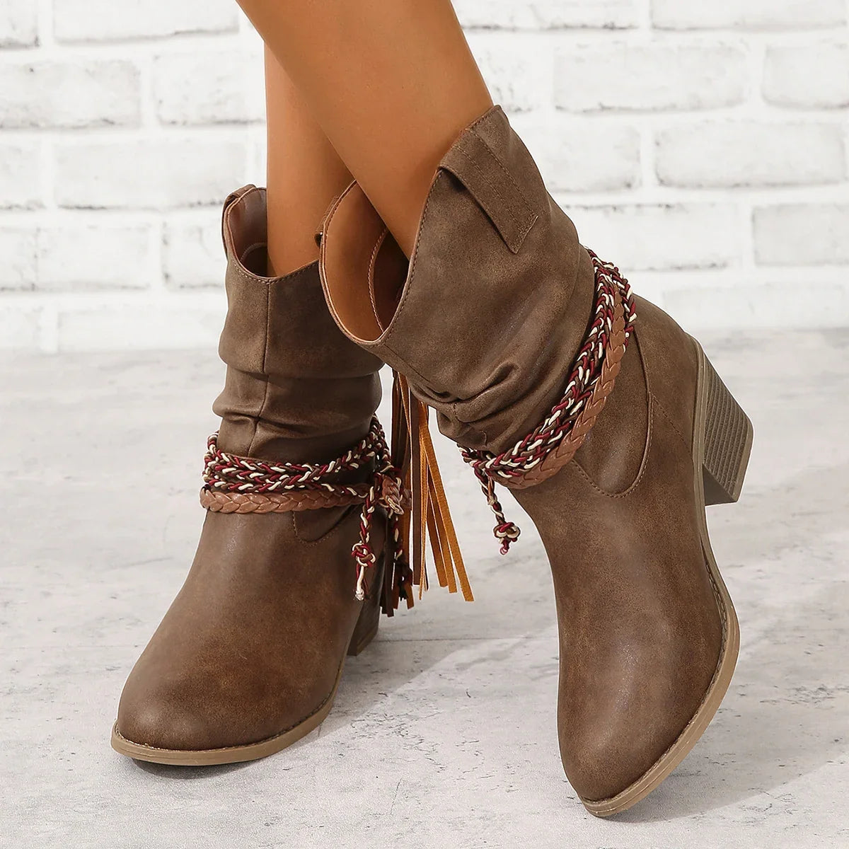 Dolores | Braided Tassel Ankle Boots