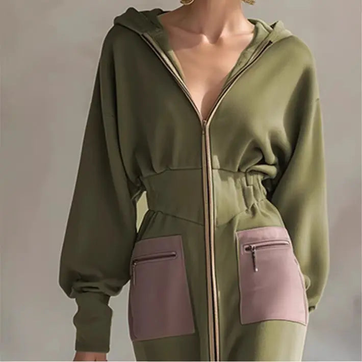Sheena | Hooded Zip Front Dress