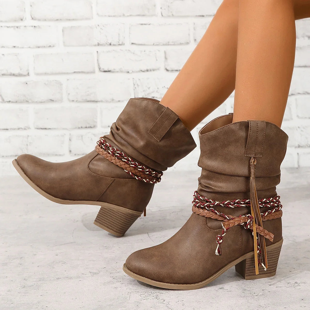 Dolores | Braided Tassel Ankle Boots