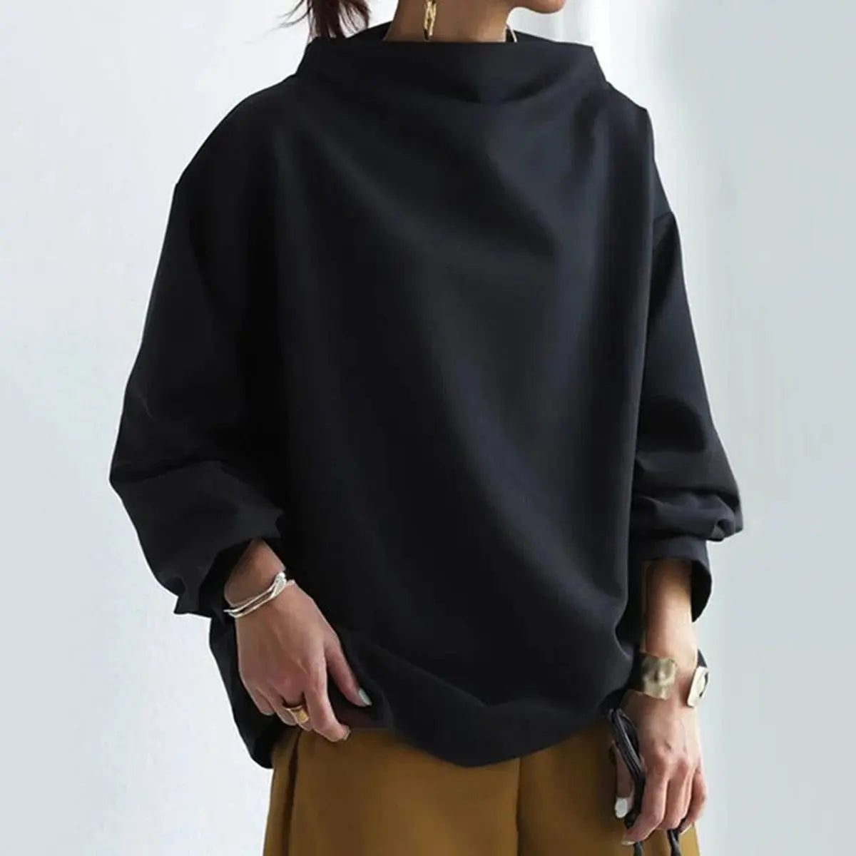 Adaline | Oversized Roll Neck Knit Top for Women
