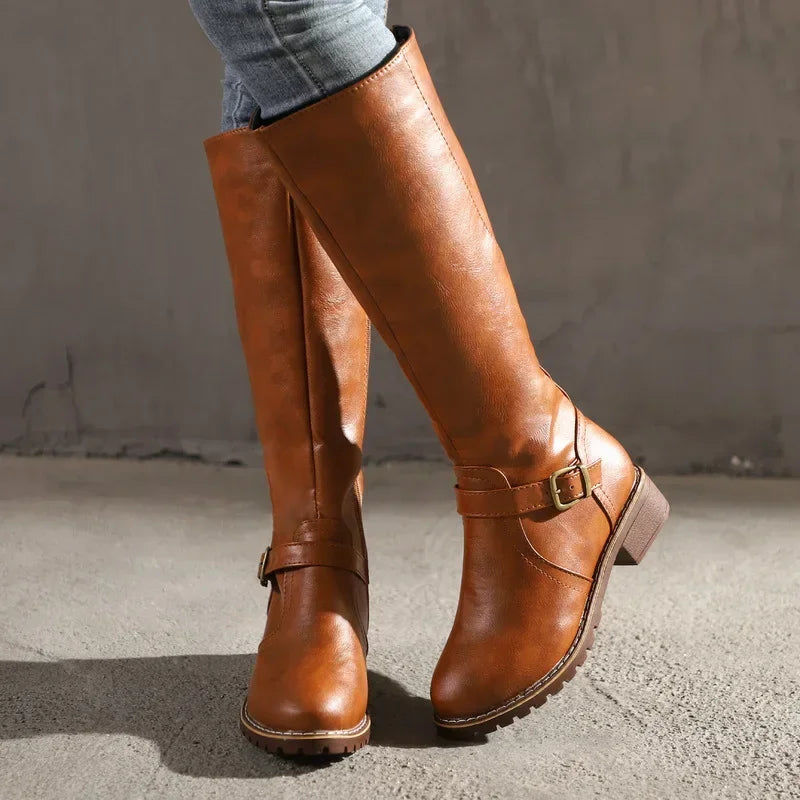 Lenora | Buckle Knee High Boots